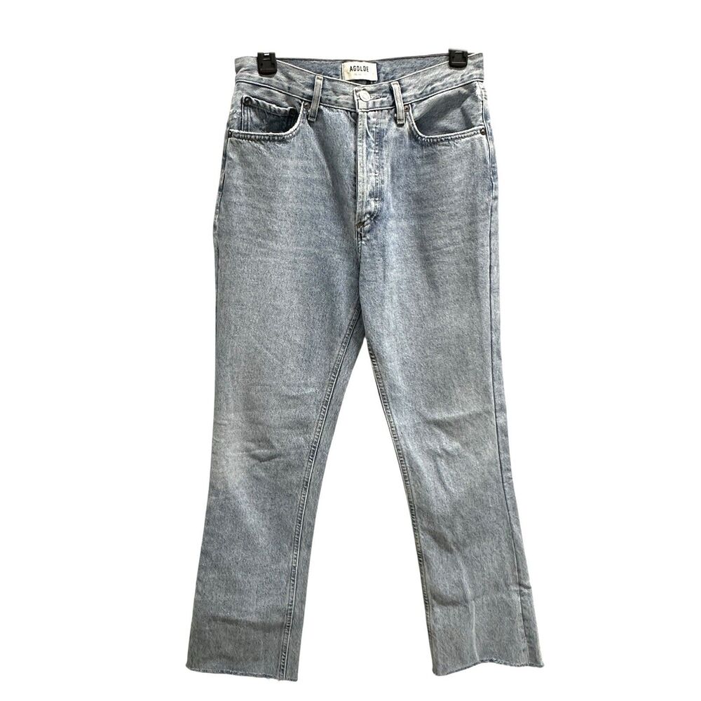 Agolde Jeans Blue Light Wash Lana MidRise Straight Leg Riptide 26x30 $218 Revolv